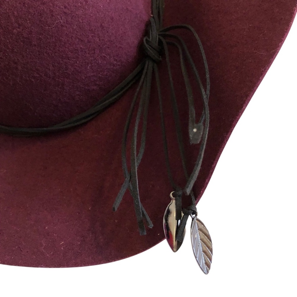BCBGeneration Deep Red Wide-Brim Hat - Picture 4 of 7
